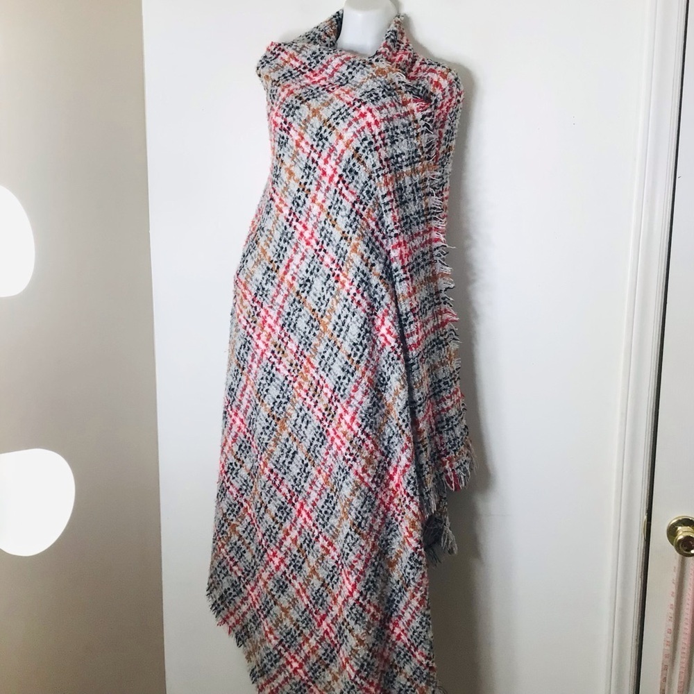 Zara multicolor knit blanket scarf women long thick cozy warm